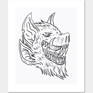 Scary Bat Monster Horror Black Lineart T-Shirt Posters and Art
